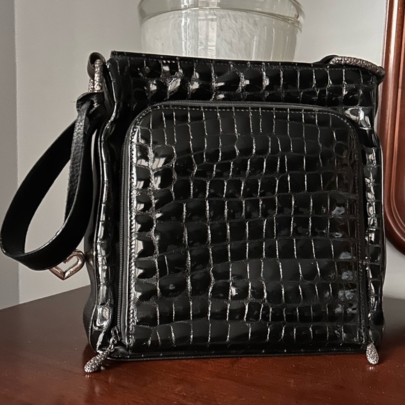 BRIGHTON Vintage - Black Crocodile-Embossed Women's Bag - Picture 4 of 13